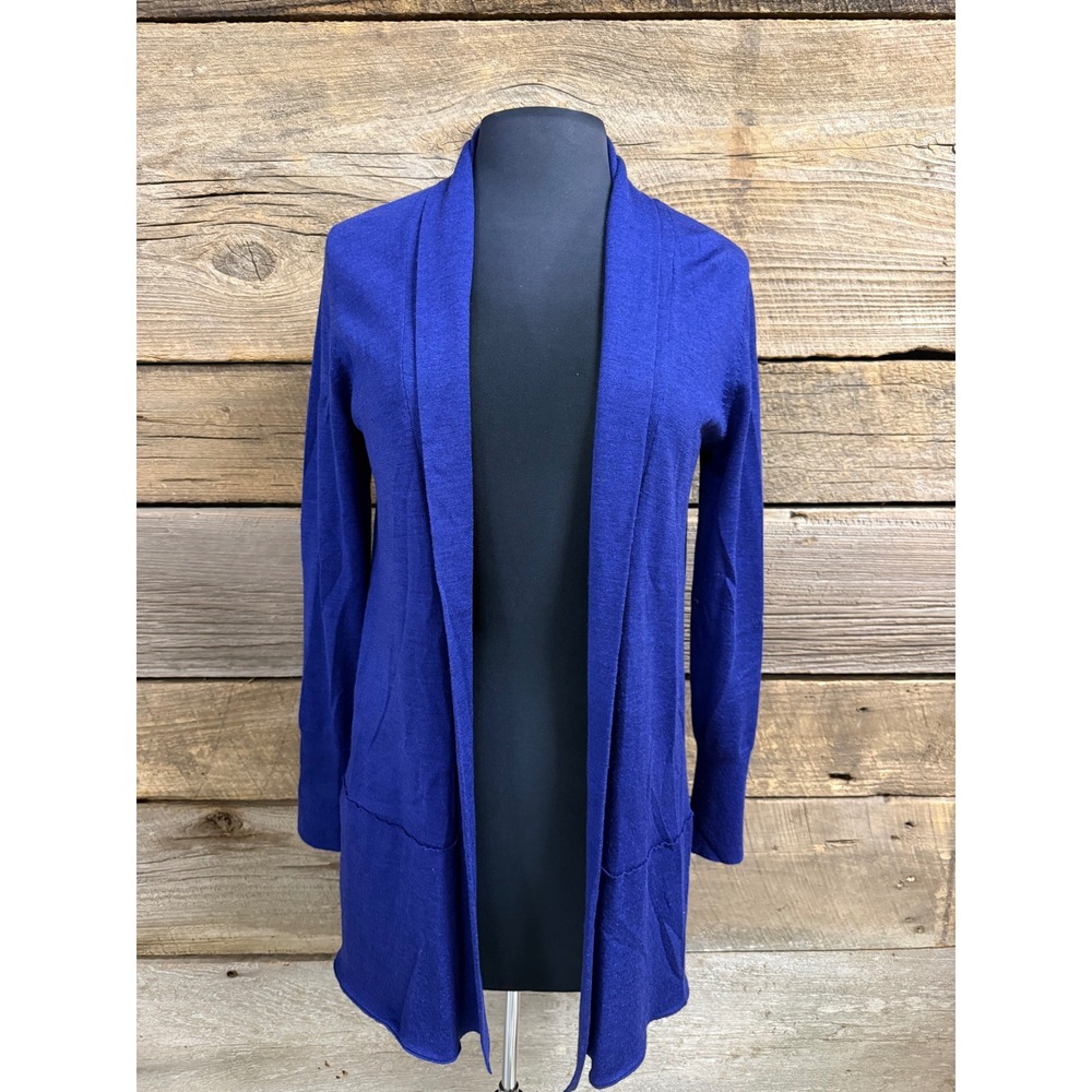 J. Crew Royal Blue 100% Merino Wool Open Front Cardigan Sweater Size Small